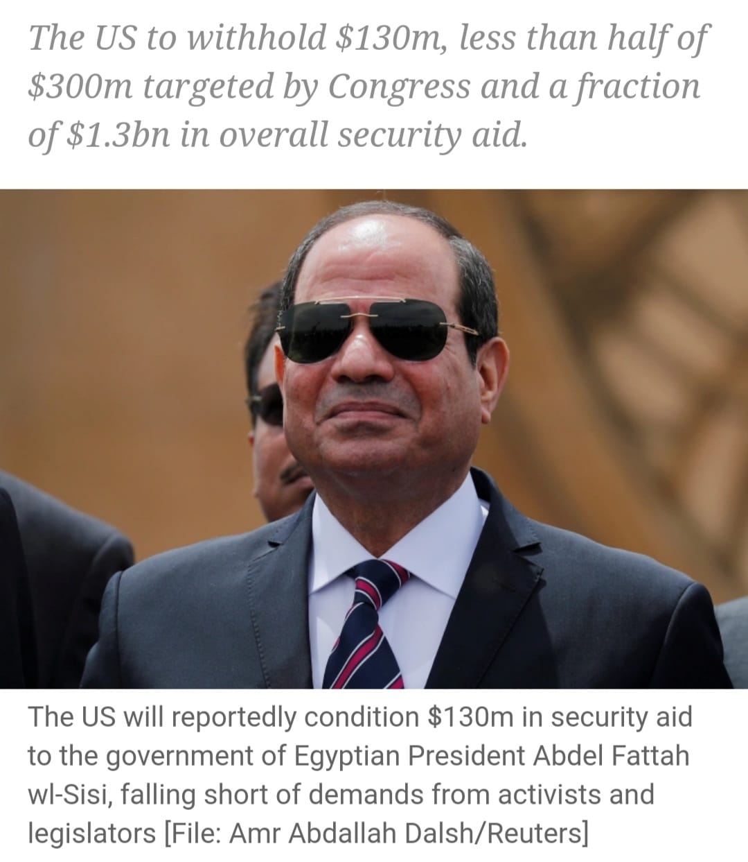 US to place conditions on a fraction of aid to Egypt: US media
