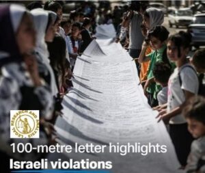 Palestinians convey a 100m letter to the Red Cross explaining Israel's violations against detainees.