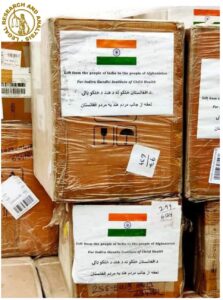 India sent 2,500 metric tons (MT) of grains to Afghanistan as humanitarian assistance via the Atari-Wagah border.
