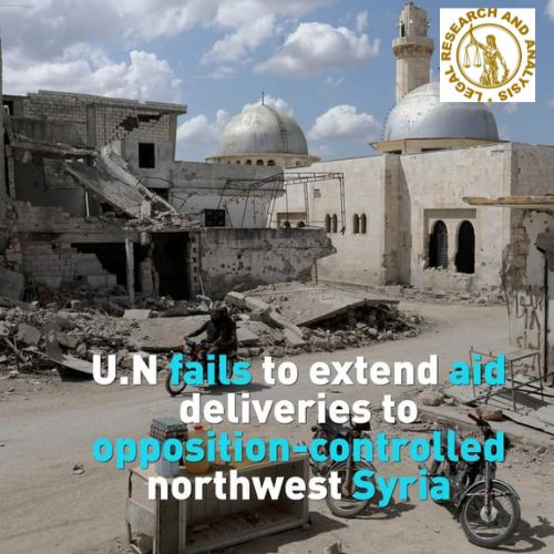 The United Nations has failed to broaden aid consignments to dissent northwest Syria.