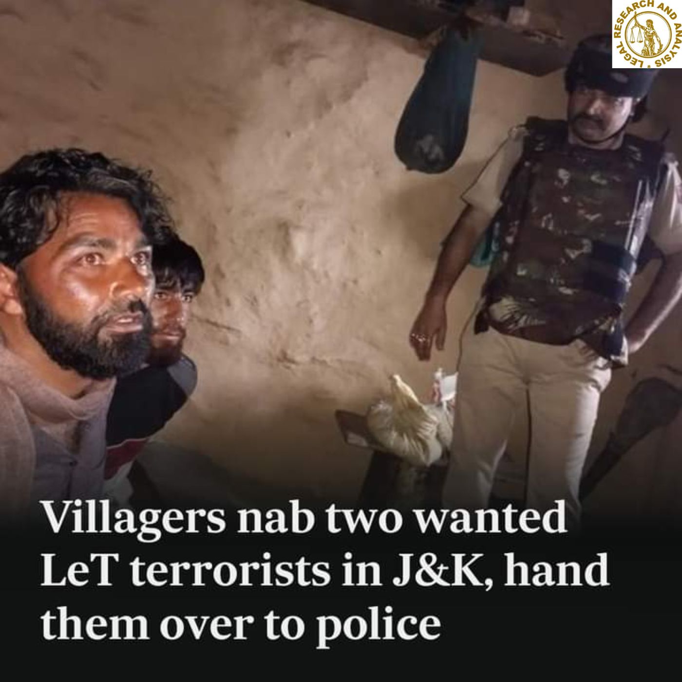 Villagers nab two wanted LeT terrorists in J&K, hand them over to police.