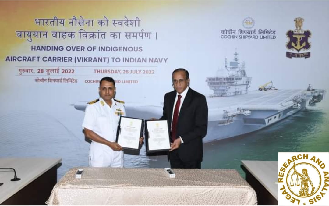 The Navy has received India's first indigenous aircraft carrier, 'Vikrant,' constructed by Cochin Shipyard.