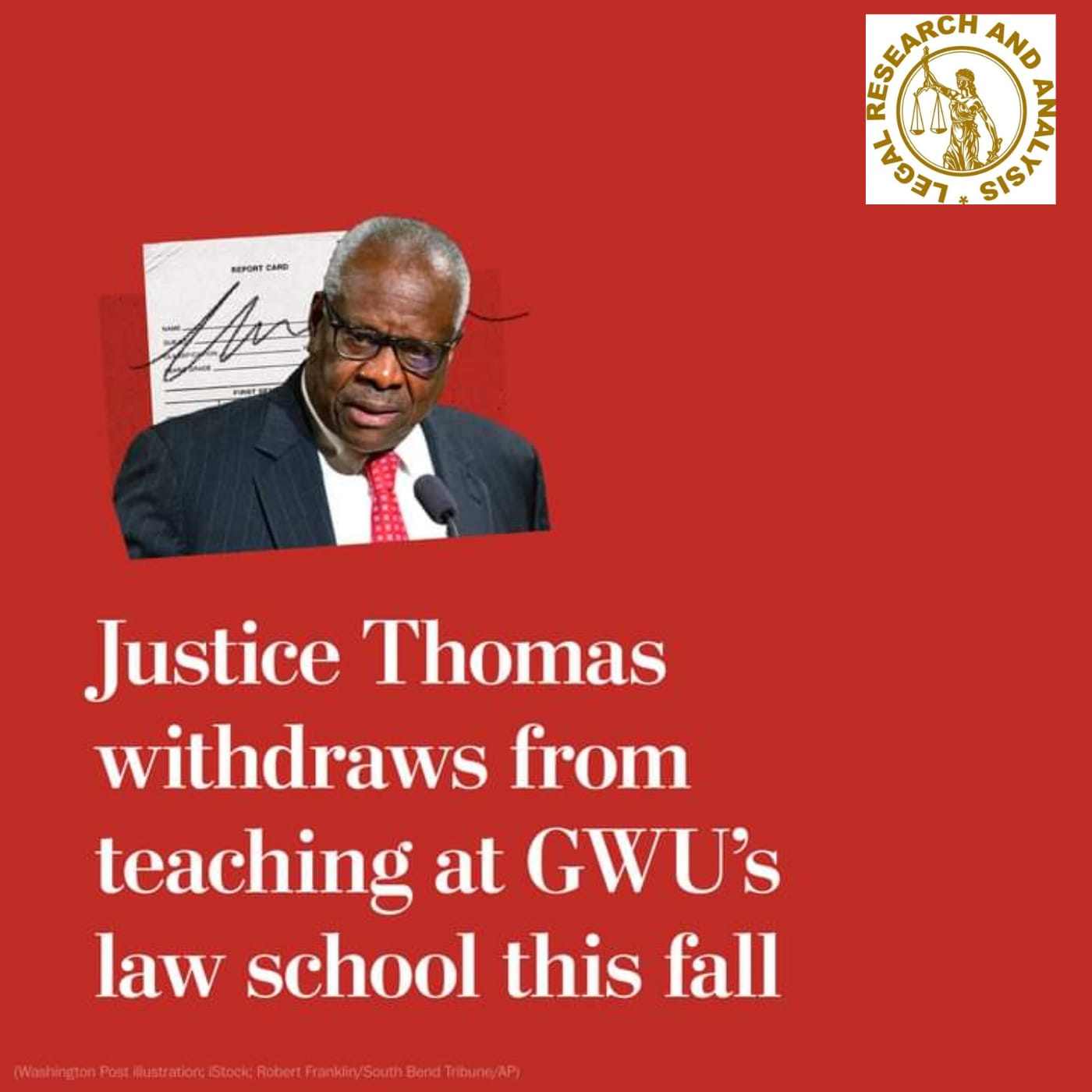 Justice Thomas announces his resignation from the GWU law school’s autumn seminar.