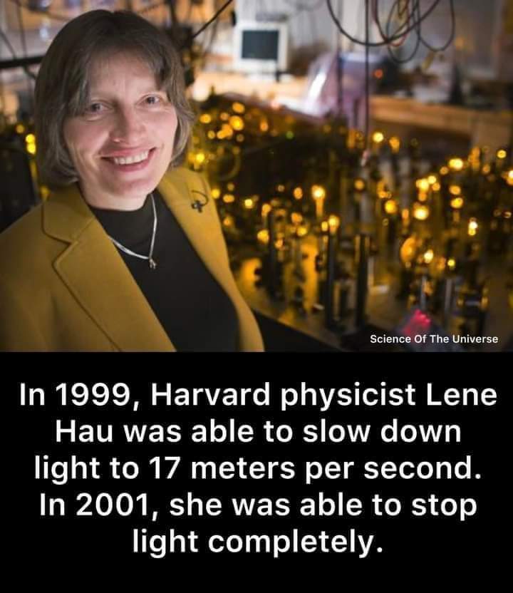 Lene V. Hau; Slows down the fastest thing i.e Light