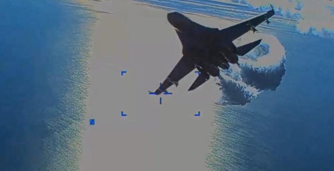 America shares video of the Russian plane and drone collision in the Black Sea.