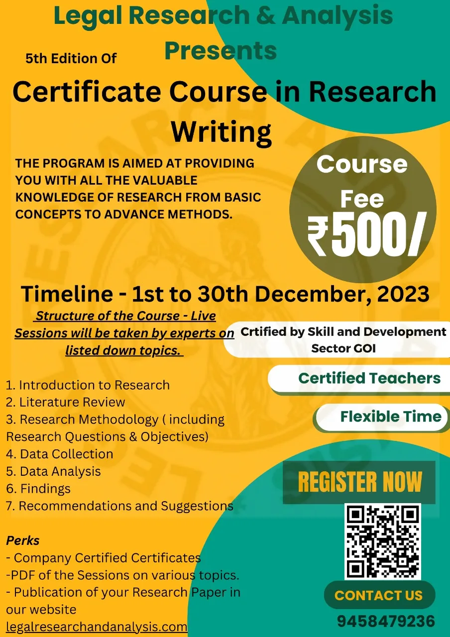 CERTIFICATE COURSE IN RESEARCH WRITING SESSION 2023