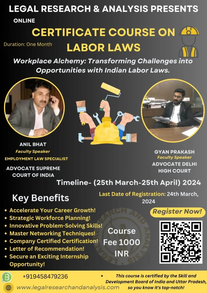 Certificate Course on Indian Labour Laws.