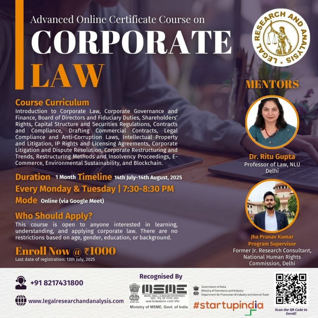Certificate Course on Corporate Law Corporate Law