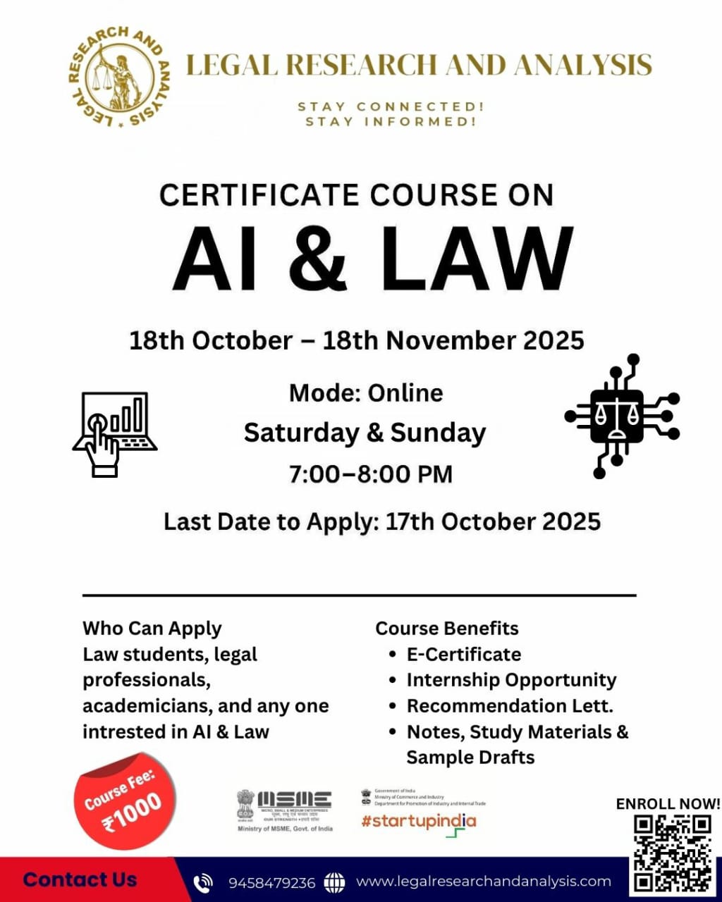 CERTIFICATE COURSE ON AI AND LAW