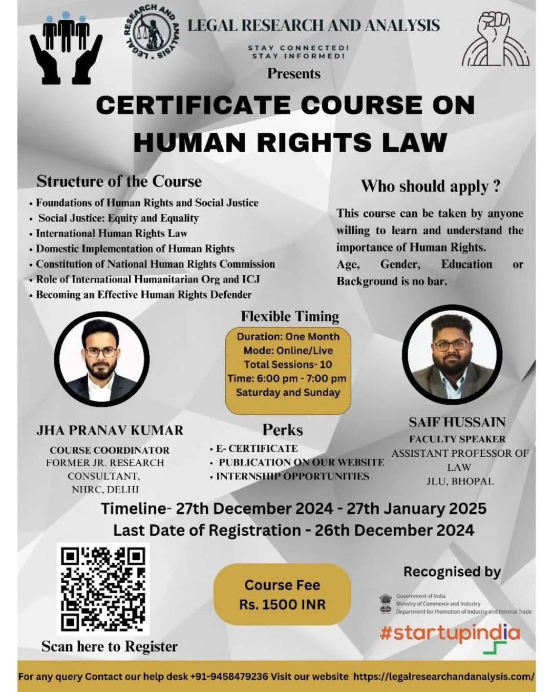 Human Rights Law Course India 2026 | ₹1,500 — LRA