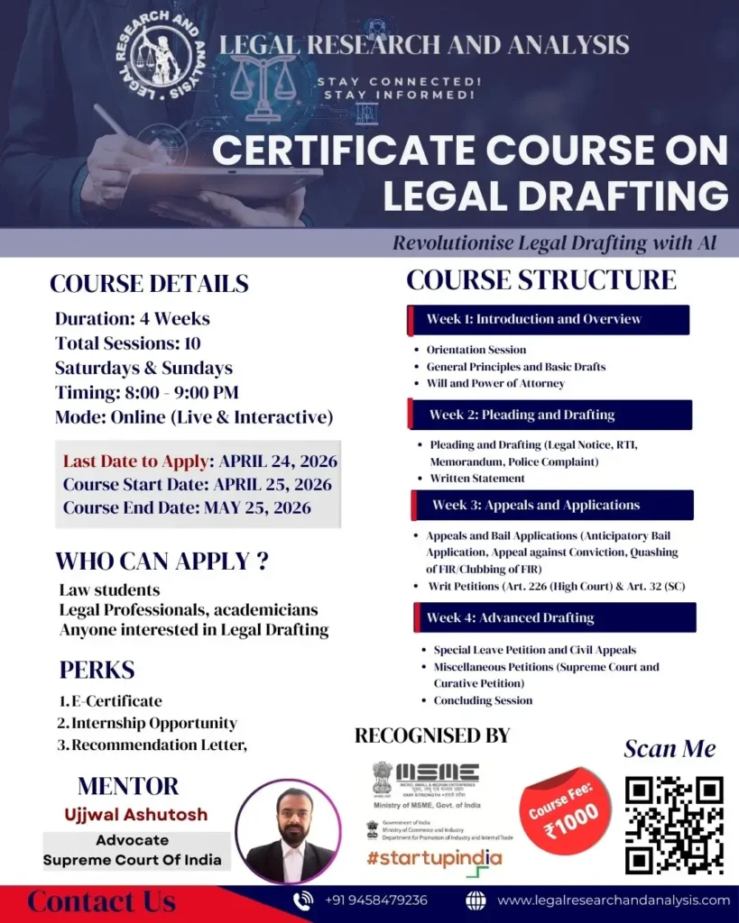 Certificate Course on Legal Drafting