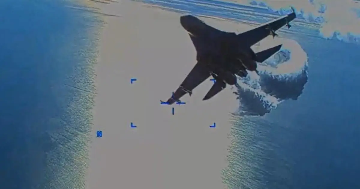 America shares video of the Russian plane and drone collision in the Black Sea