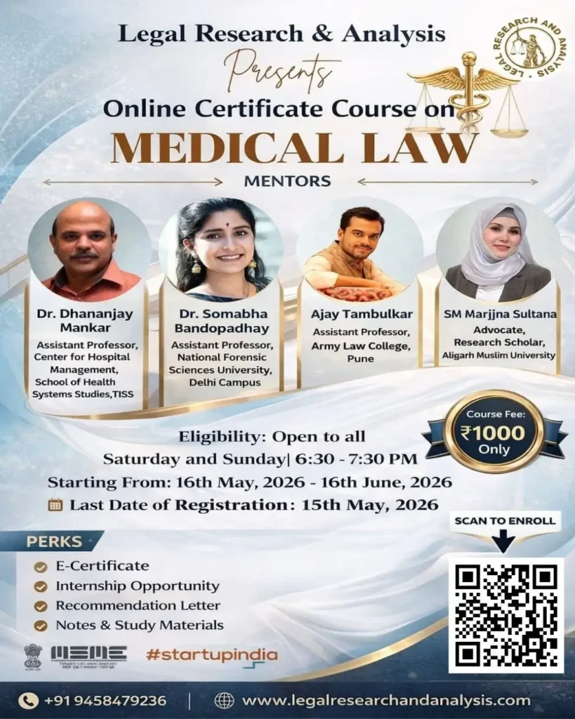 Certificate Course on Medical Law