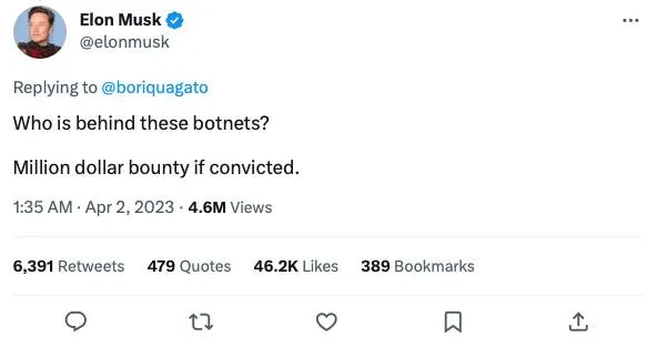 Elon Musk offers $1 million Twitter botnets - Image 1