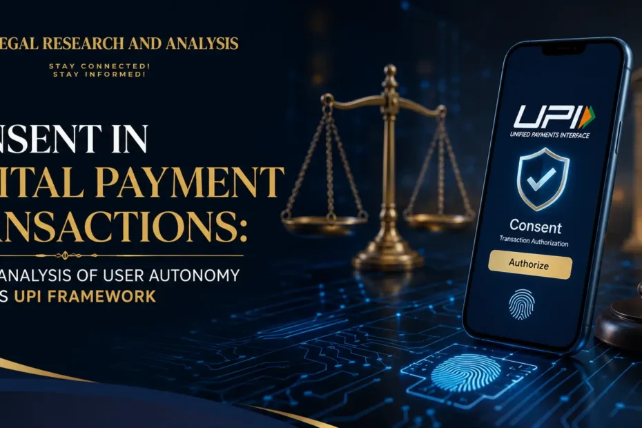 CONSENT IN DIGITAL PAYMENT TRANSACTIONS A LEGAL ANALYSIS OF USER AUTONOMY IN INDIA’S UPI FRAMEWORK