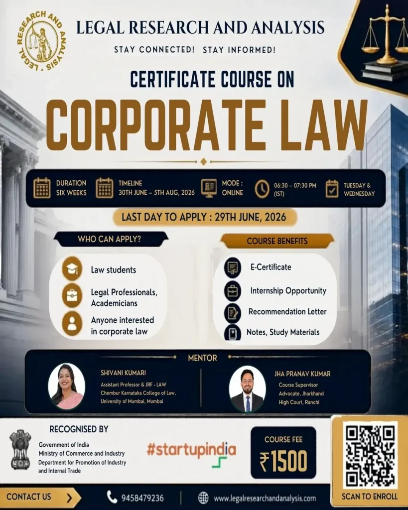 Certificate Course on Corporate Law
