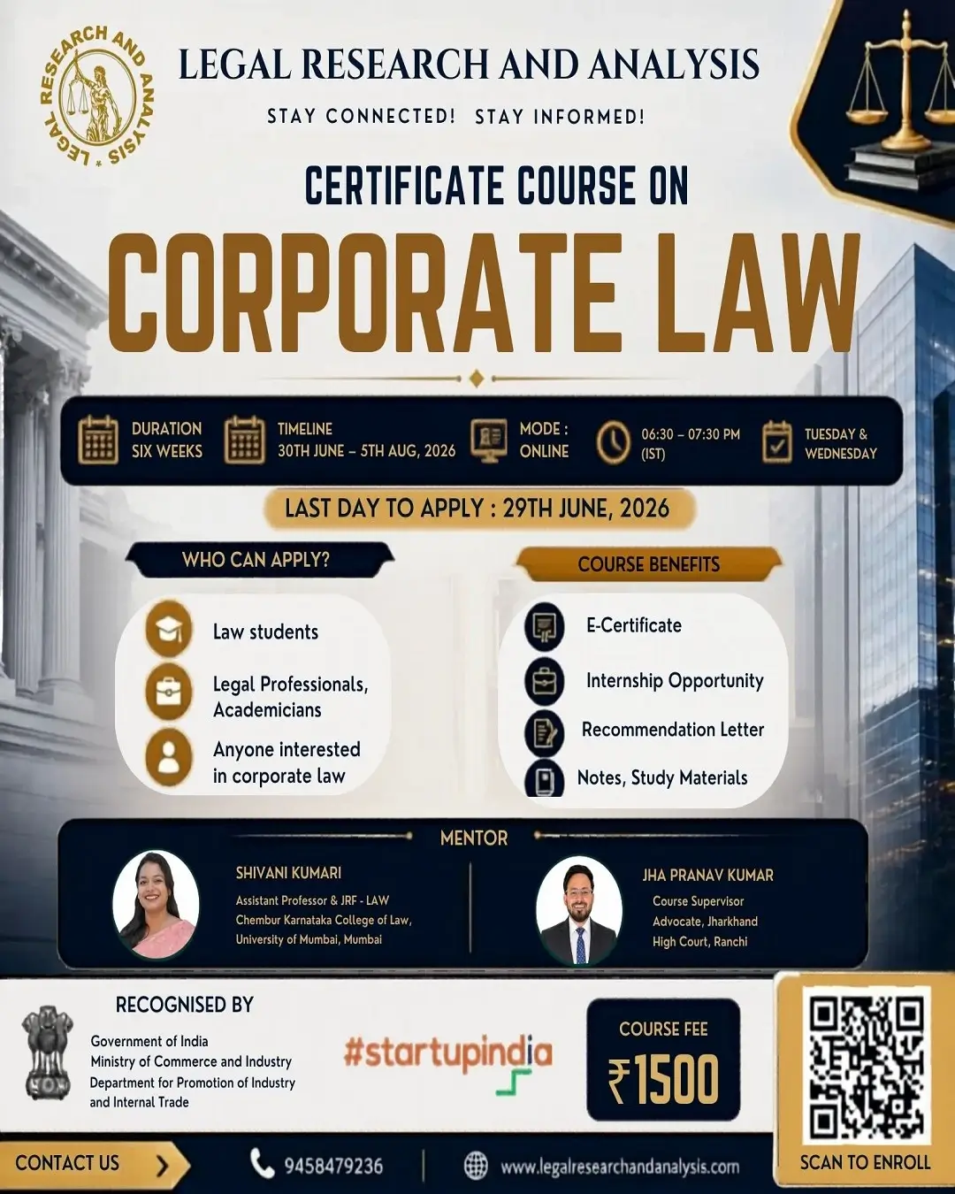Corporate Law Course 2026 | Companies Act | ₹1,500 — LRA