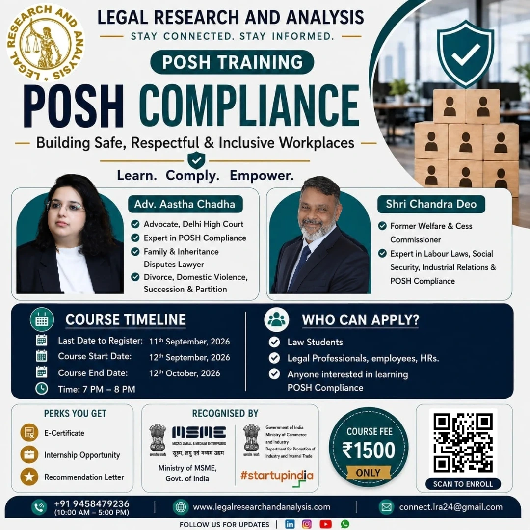 Certificate Course on POSH (Prevention of Sexual Harassment at Workplace)