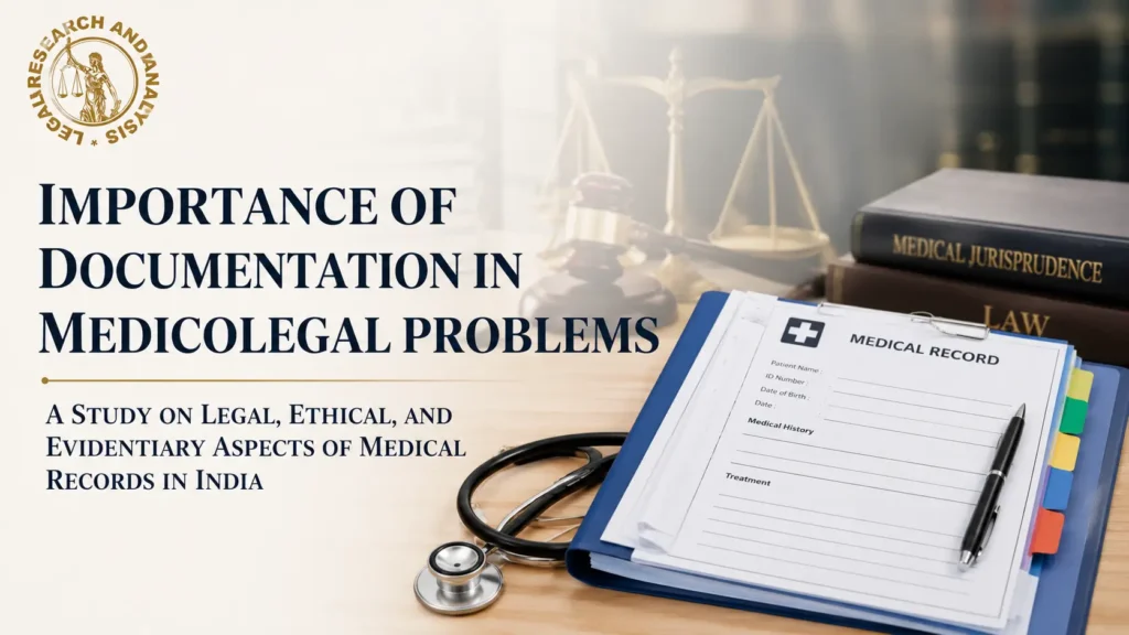 IMPORTANCE OF DOCUMENTATION IN MEDICOLEGAL PROBLEMS A STUDY ON LEGAL ETHICAL AND EVIDENTIARY ASPECTS OF MEDICAL RECORDS IN INDIA