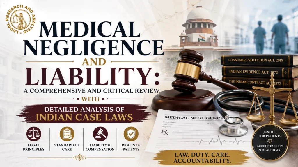 MEDICAL NEGLIGENCE AND LIABILITY: A COMPREHENSIVE AND CRITICAL REVIEW WITH DETAILED ANALYSIS OF INDIAN CASE LAWS