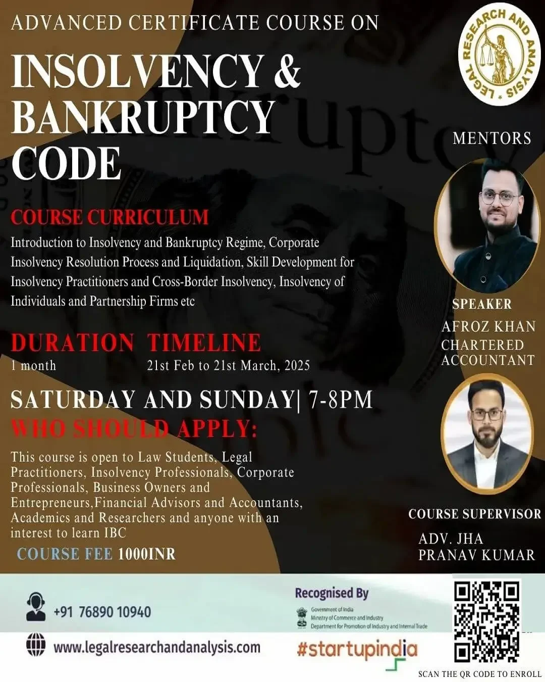 Advanced Certificate Course on INSOLVENCY AND BANKRUPTCY CODE