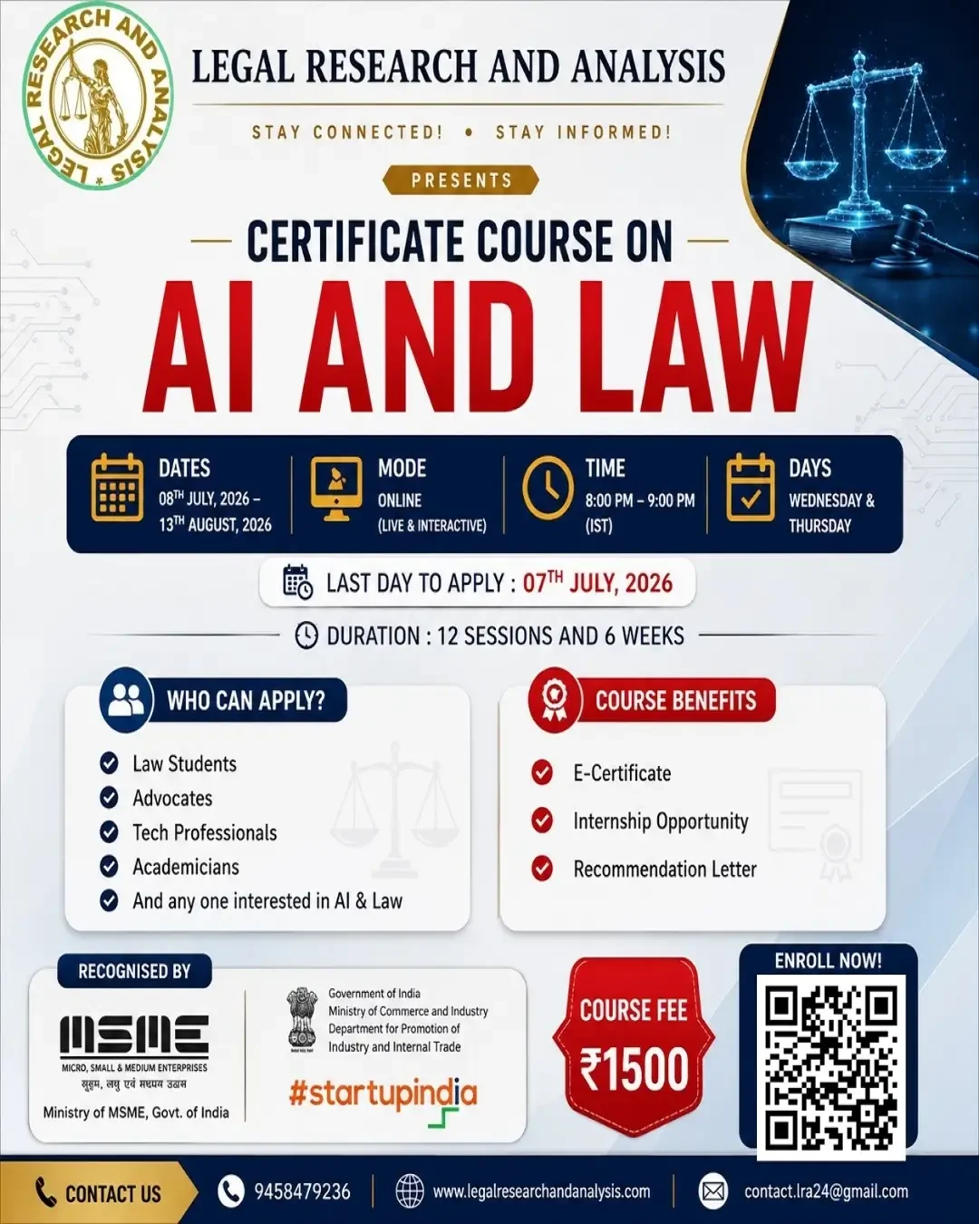 Certificate Course on AI and Law
