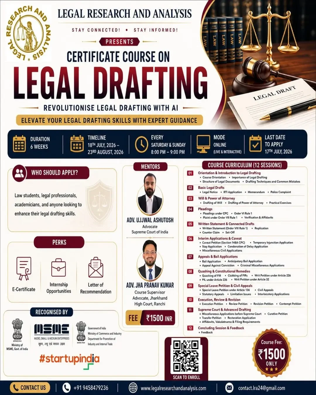 Certificate Course on Legal Drafting - LRA