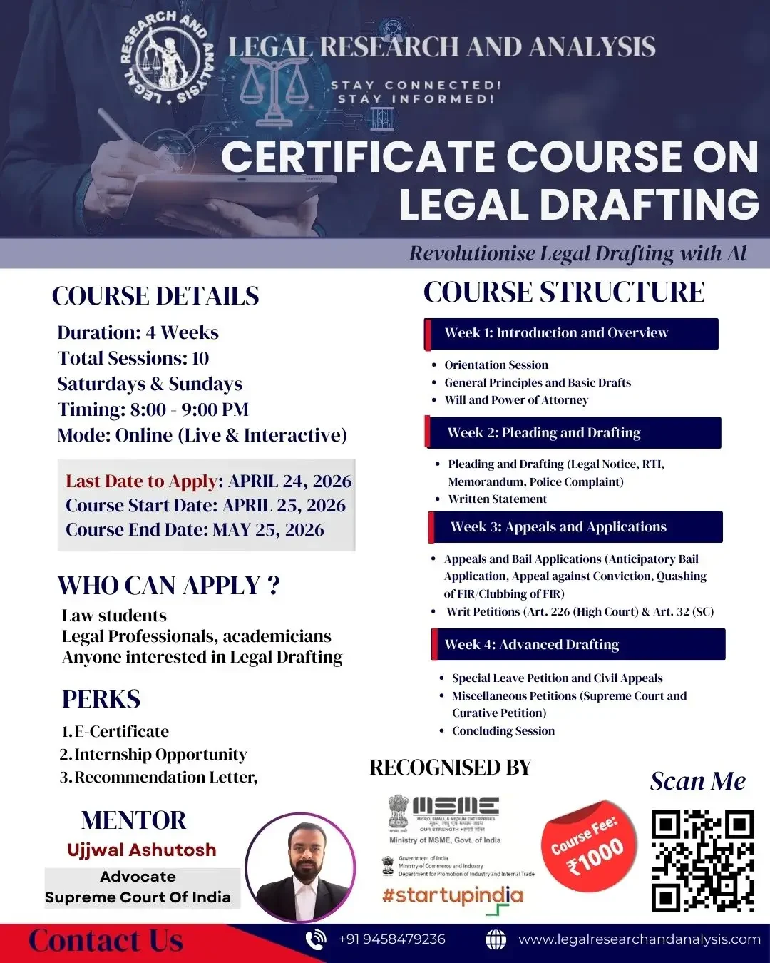Certificate Course on Legal Drafting
