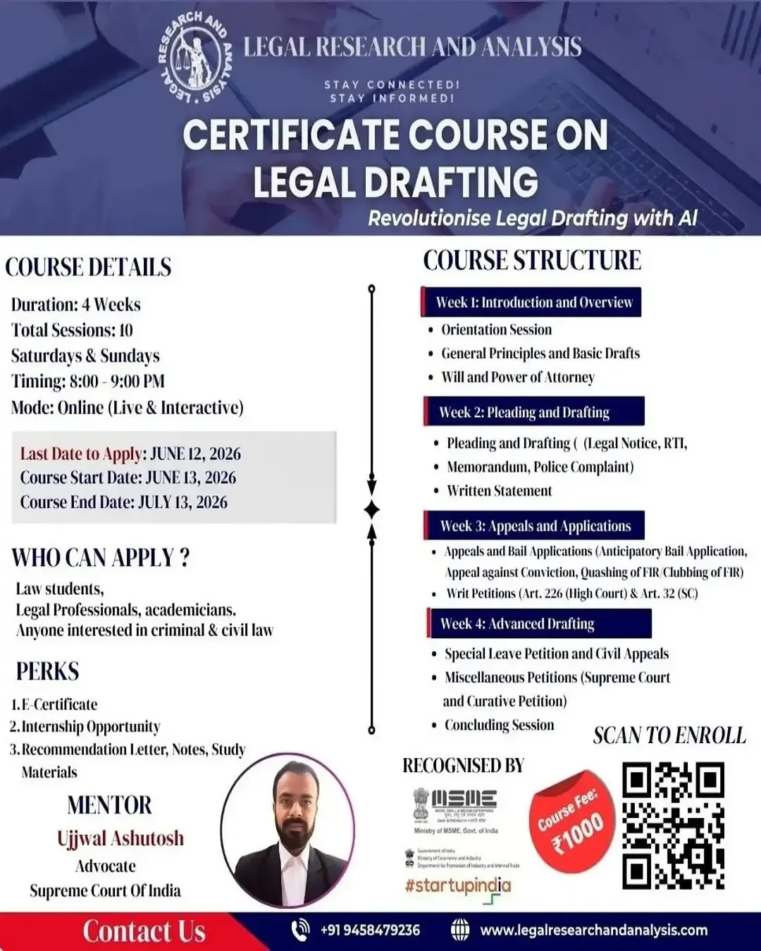 Certificate Course on Legal Drafting