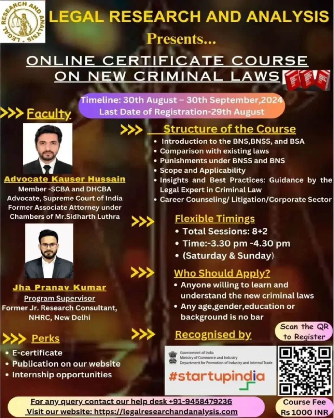 Online Certificate Course on New Criminal Laws